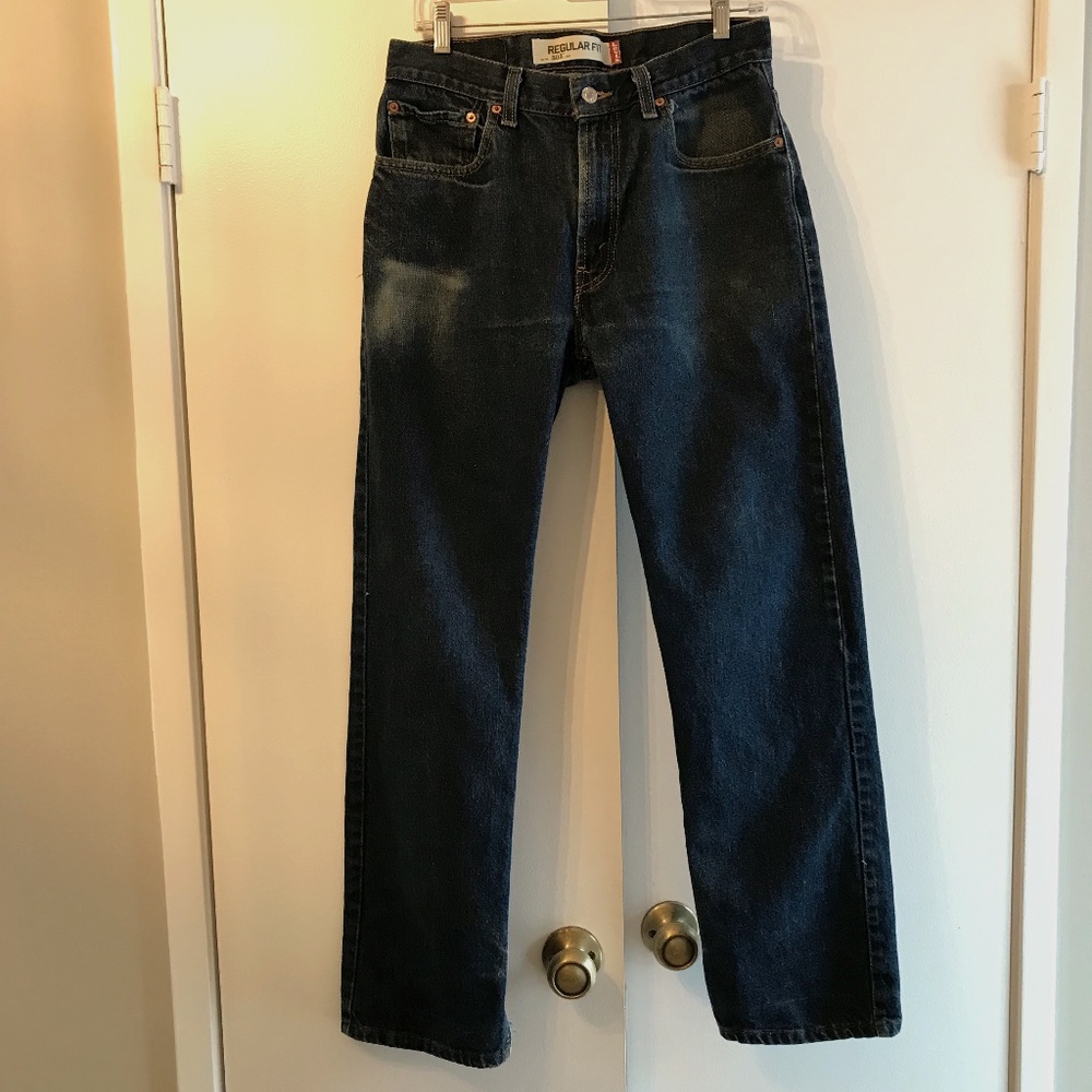 LEVI'S 505 MEN'S BLUE DENIM, REGULAR FIT, STRAIGHT LEG, SIZE:  32 X 32